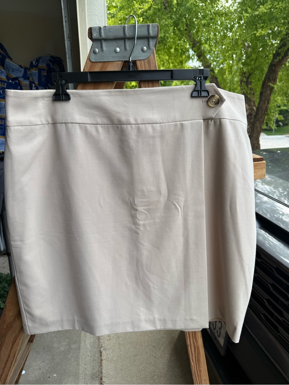 Calvin Klein Neutral Beige Skirt with Side Button Detail